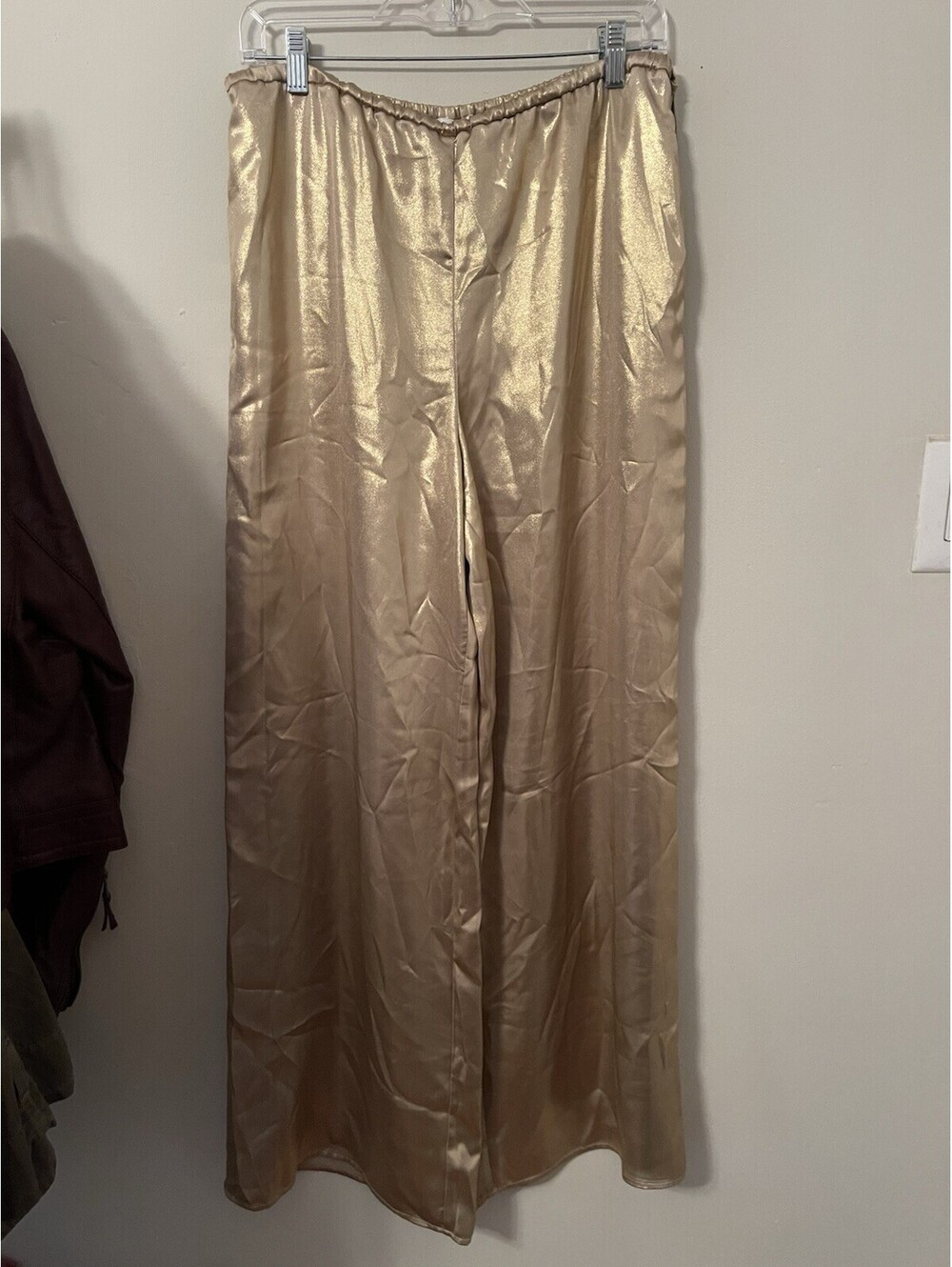 Anthropologie $138 Maeve Liquid Shine Party Pull-On Pants Gold Medium M
